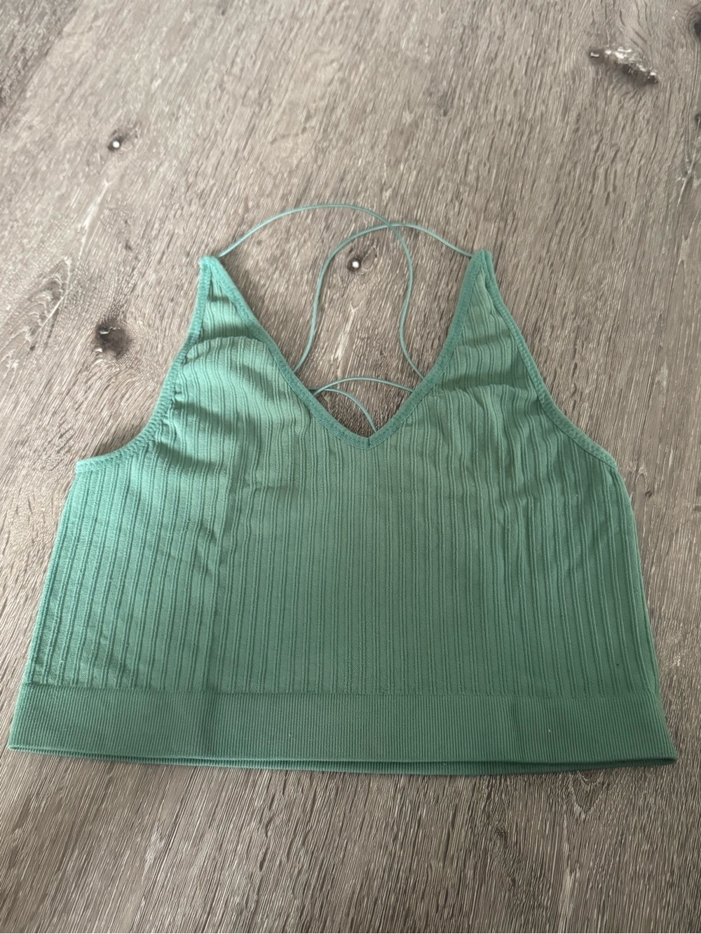 LA Hearts Green Ribbed Cami Tank Top Strappy Size S